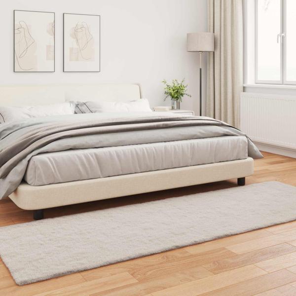 Kunstfell Hasen Teppich Beige 80 x 250 cm Polyester