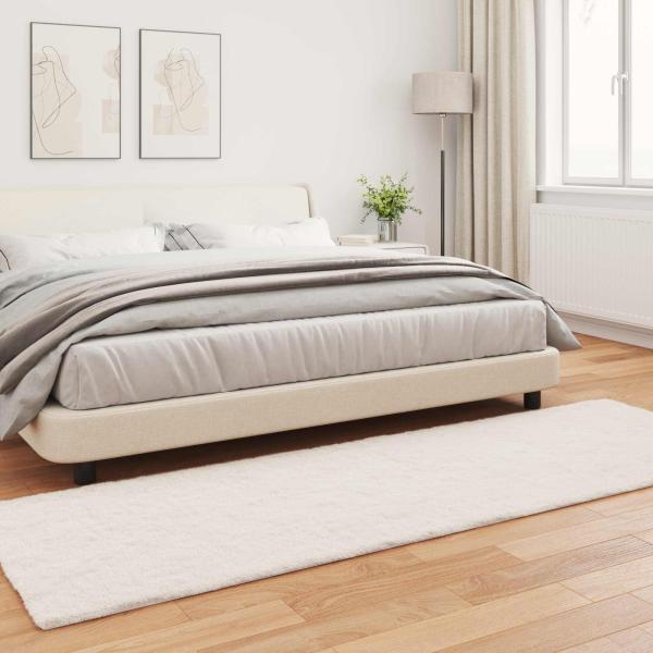 Kunstfell Hasen Teppich Creme 80 x 250 cm Polyester