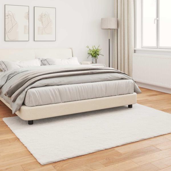 Kunstfell Hasen Teppich Creme 120 x 170 cm Polyester