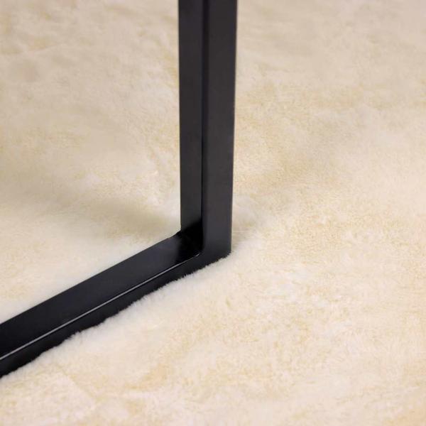 Kunstfell Hasen Teppich Creme 120 x 120 cm Polyester