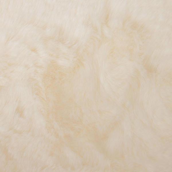 Kunstfell Hasen Teppich Creme 120 x 120 cm Polyester