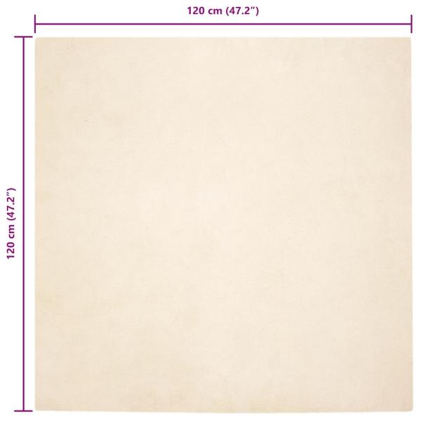 Kunstfell Hasen Teppich Creme 120 x 120 cm Polyester