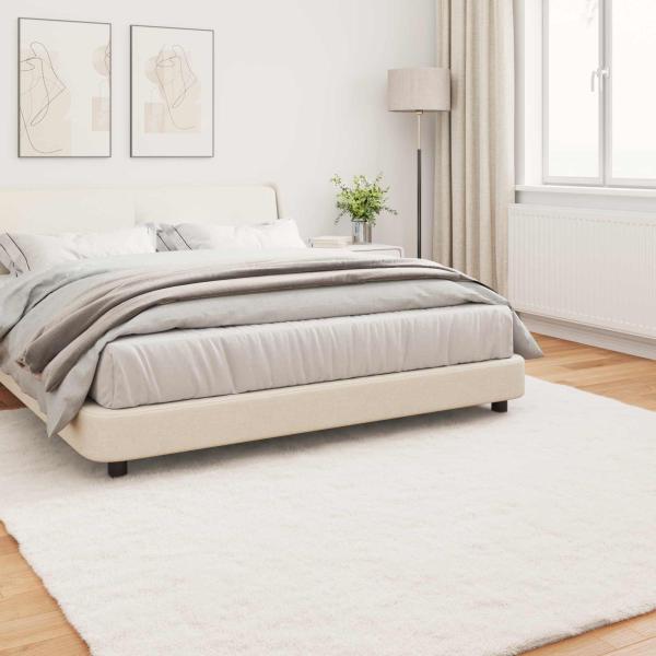 Kunstfell Hasen Teppich Creme 240 x 240 cm Polyester