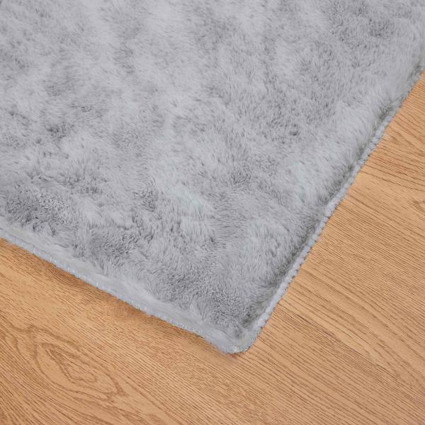 Kunstfell Hasen Teppich Grau 80 x 200 cm Polyester