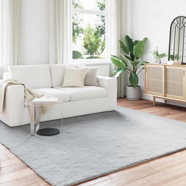 ARDEBO.de - Kunstfell Hasen Teppich Grau 240 x 240 cm Polyester