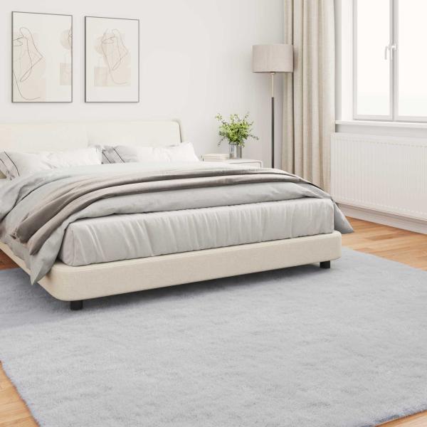 Kunstfell Hasen Teppich Grau 240 x 240 cm Polyester