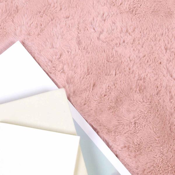 Kunstfell Hasen Teppich Rosa 240 x 240 cm Polyester