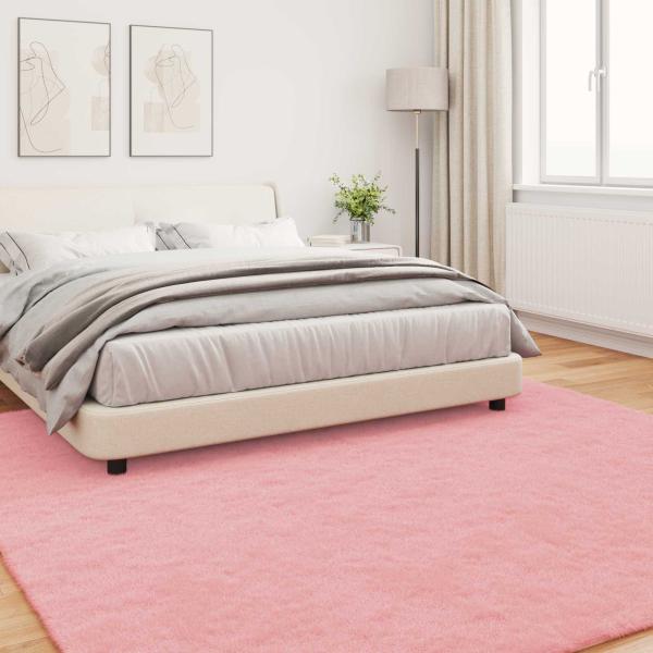 Kunstfell Hasen Teppich Rosa 240 x 240 cm Polyester