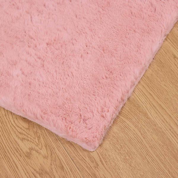Kunstfell Hasen Teppich Rosa 240 x 240 cm Polyester