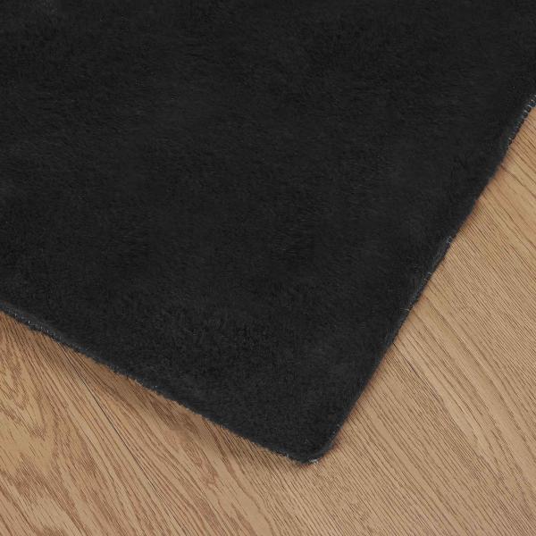 Kunstfell Hasen Teppich Schwarz 240 x 240 cm Polyester