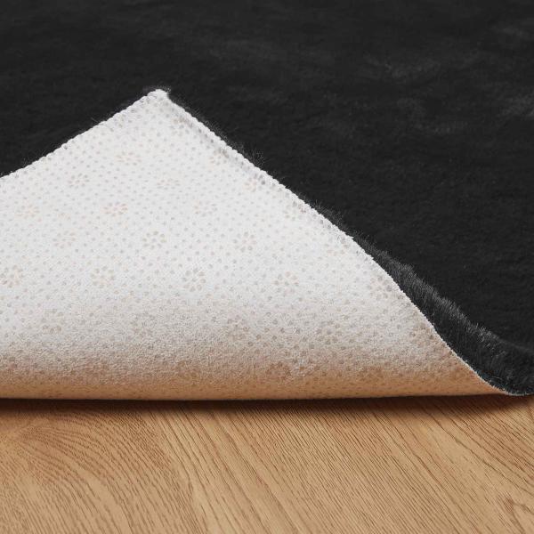 Kunstfell Hasen Teppich Schwarz 240 x 240 cm Polyester