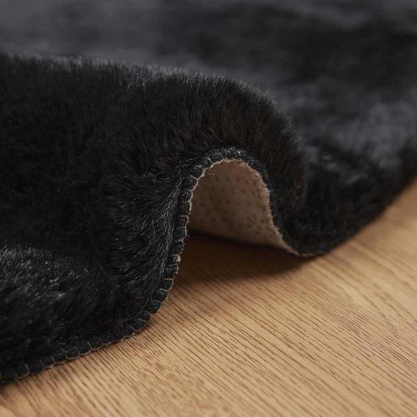 Kunstfell Hasen Teppich Schwarz Ø 200 cm Polyester