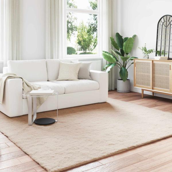 ARDEBO.de - Kunstfell Hasen Teppich Taupe 200 x 200 cm Polyester