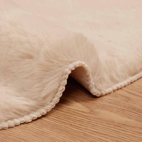 Kunstfell Hasen Teppich Taupe Ø 200 cm Polyester