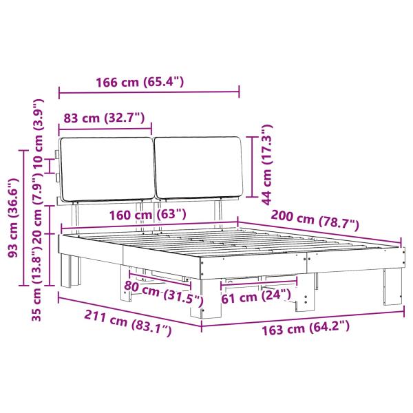 Bettgestell mit gepolstertem Kopfteil Taupe 160 x 200 cm