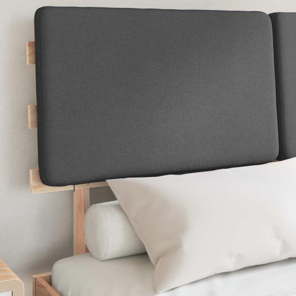 Bettgestell mit gepolstertem Kopfteil Dunkelgrau 135 x 190 cm