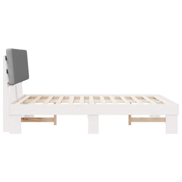 Bettgestell mit gepolstertem Kopfteil Hellgrau 120 x 190 cm