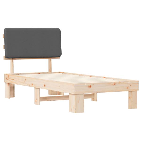 ARDEBO.de - Bettgestell mit gepolstertem Kopfteil Dunkelgrau 90 x 190 cm