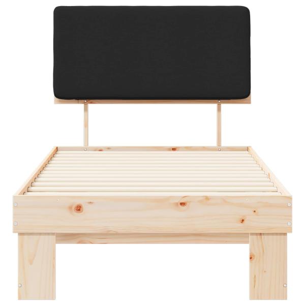 Bettgestell mit gepolstertem Kopfteil Schwarz 90 x 190 cm