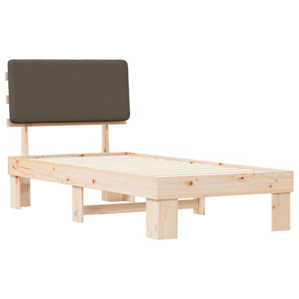 Bettgestell mit gepolstertem Kopfteil Taupe 90 x 190 cm
