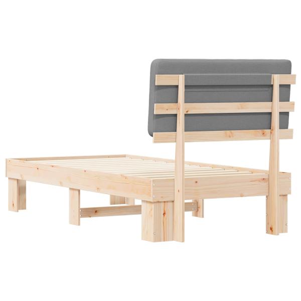 Bettgestell mit gepolstertem Kopfteil Hellgrau 75 x 190 cm