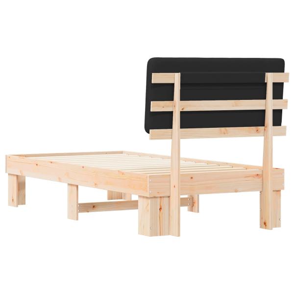 Bettgestell mit gepolstertem Kopfteil Schwarz 75 x 190 cm