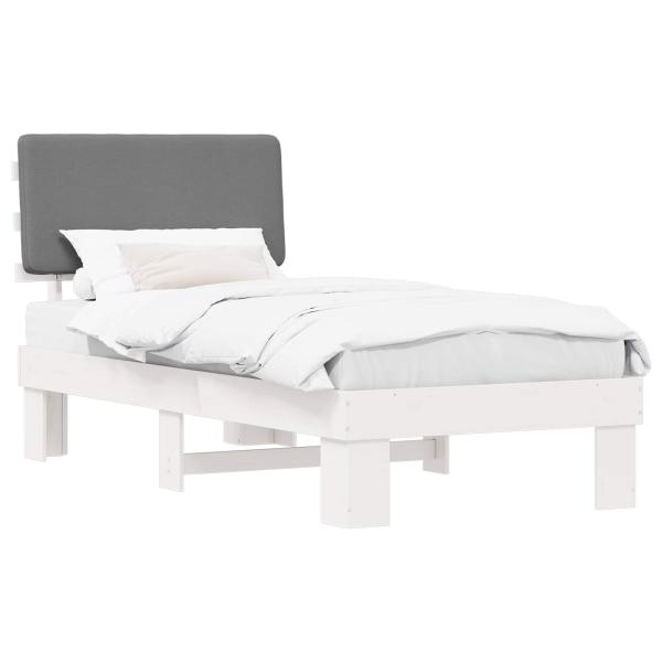 ARDEBO.de - Bettgestell mit gepolstertem Kopfteil Hellgrau 75 x 190 cm