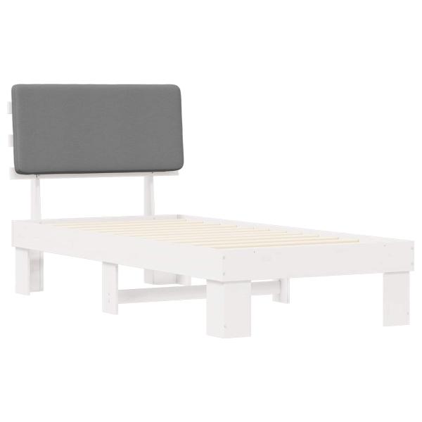 Bettgestell mit gepolstertem Kopfteil Hellgrau 75 x 190 cm