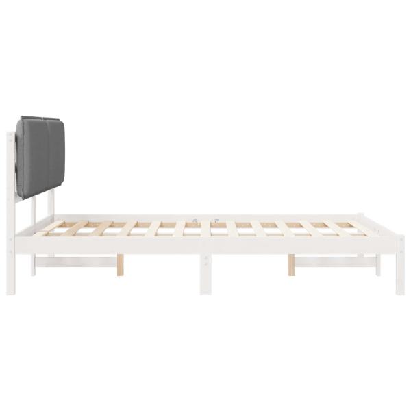 Bettgestell mit gepolstertem Kopfteil Hellgrau 160 x 200 cm