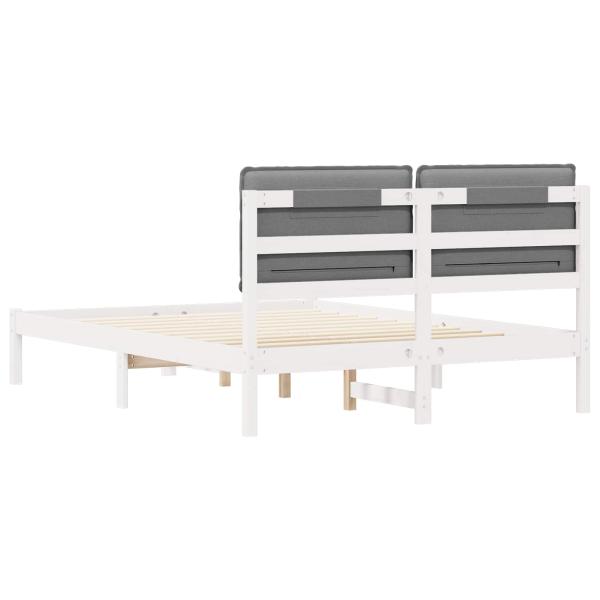 Bettgestell mit gepolstertem Kopfteil Hellgrau 160 x 200 cm