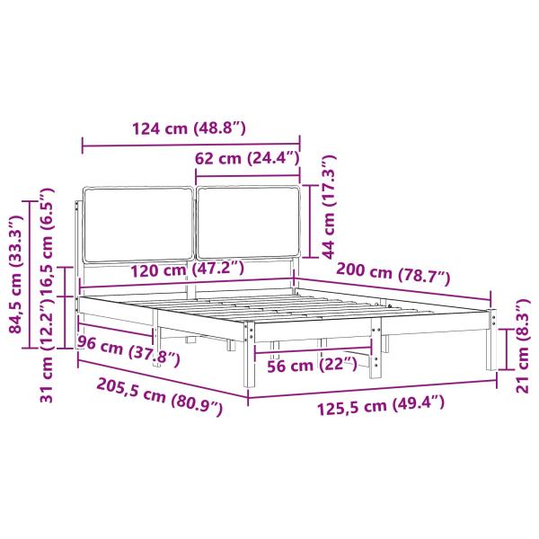 Bettgestell mit gepolstertem Kopfteil Hellgrau 120 x 200 cm