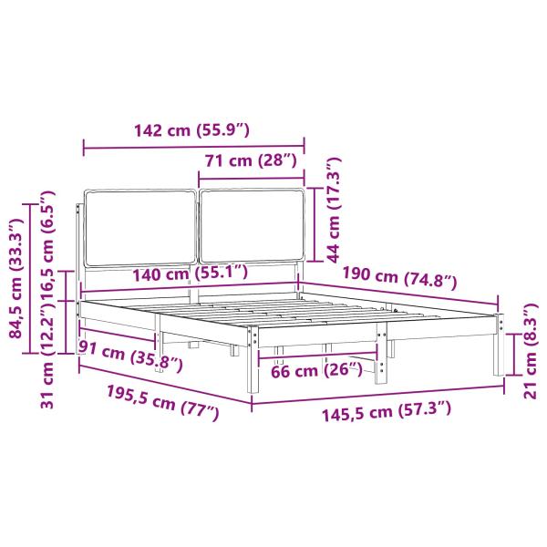 Bettgestell mit gepolstertem Kopfteil Taupe 140 x 190 cm