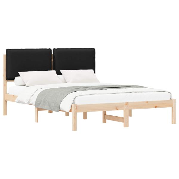 ARDEBO.de - Bettgestell mit gepolstertem Kopfteil Schwarz 135 x 190 cm