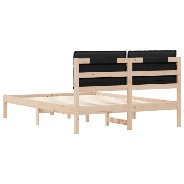 Bettgestell mit gepolstertem Kopfteil Schwarz 135 x 190 cm