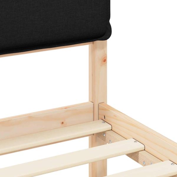 Bettgestell mit gepolstertem Kopfteil Schwarz 90 x 190 cm