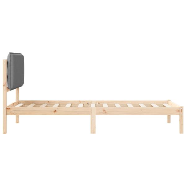 Bettgestell mit gepolstertem Kopfteil Hellgrau 75 x 190 cm