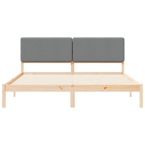 Bettgestell mit gepolstertem Kopfteil Hellgrau 180 x 200 cm