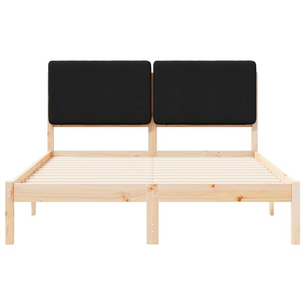 ARDEBO.de - Bettgestell mit gepolstertem Kopfteil Schwarz 150 x 200 cm