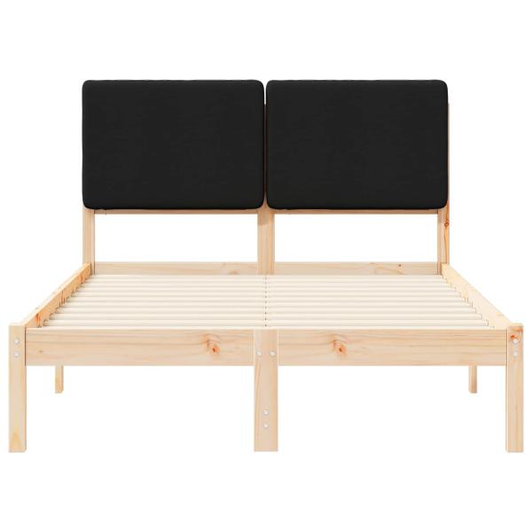 Bettgestell mit gepolstertem Kopfteil Schwarz 120 x 200 cm