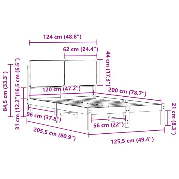 ARDEBO.de - Bettgestell mit gepolstertem Kopfteil Hellgrau 120 x 200 cm