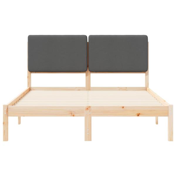 Bettgestell mit gepolstertem Kopfteil Dunkelgrau 140 x 190 cm