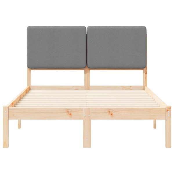 Bettgestell mit gepolstertem Kopfteil Hellgrau 135 x 190 cm