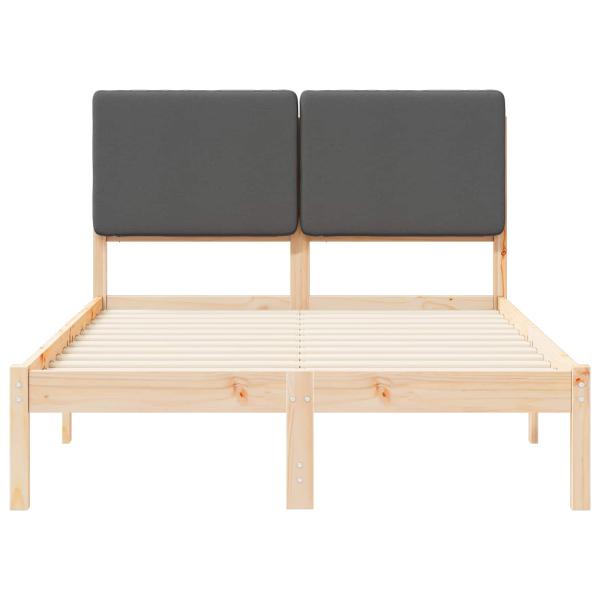 Bettgestell mit gepolstertem Kopfteil Dunkelgrau 135 x 190 cm