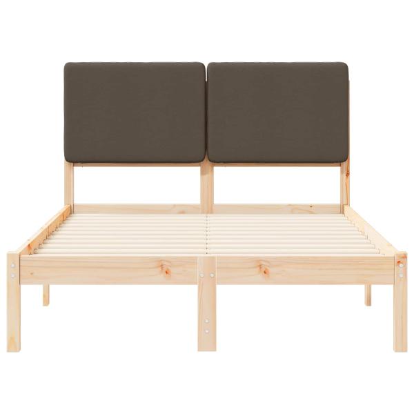 Bettgestell mit gepolstertem Kopfteil Taupe 135 x 190 cm