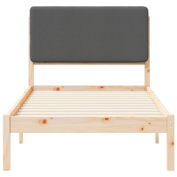 Bettgestell mit gepolstertem Kopfteil Dunkelgrau 90 x 190 cm