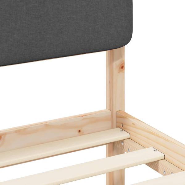 Bettgestell mit gepolstertem Kopfteil Dunkelgrau 75 x 190 cm