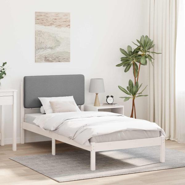 ARDEBO.de - Bettgestell mit gepolstertem Kopfteil Hellgrau 75 x 190 cm