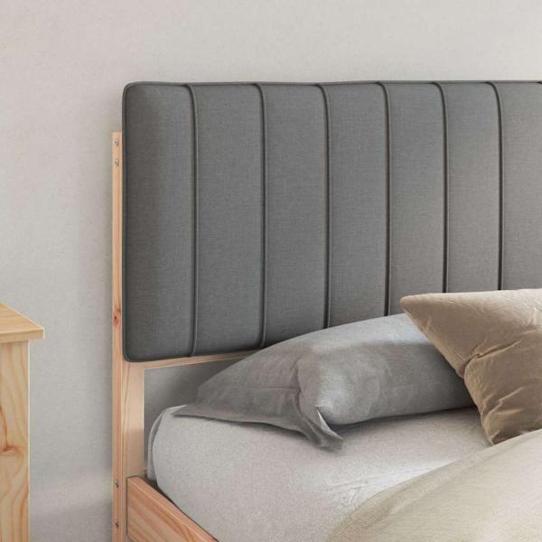 Bettgestell mit gepolstertem Kopfteil Hellgrau 180 x 200 cm