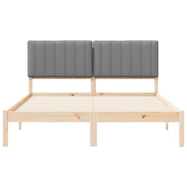 Bettgestell mit gepolstertem Kopfteil Hellgrau 160 x 200 cm