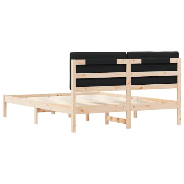 Bettgestell mit gepolstertem Kopfteil Schwarz 160 x 200 cm